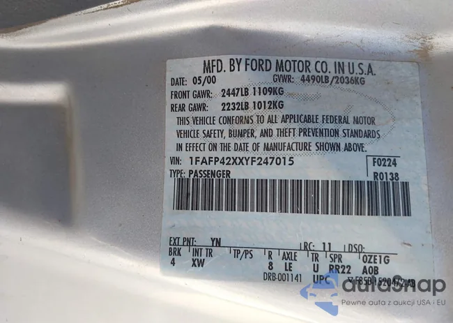 1FAFP42XXYF247015: 43455592