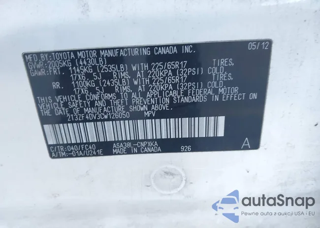 2T3ZF4DV3CW126050: 43455618