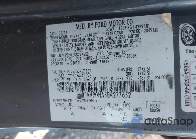 3FAHP0HA5BR277652: 43455652