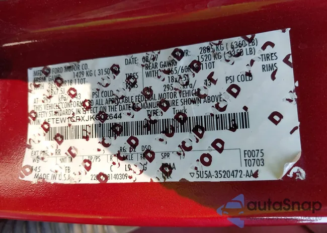 1FTEW1CPXJKC02644: 43455653