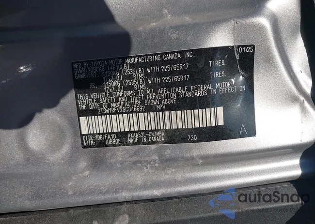 2T3W1RFV2SC316692: 43455683