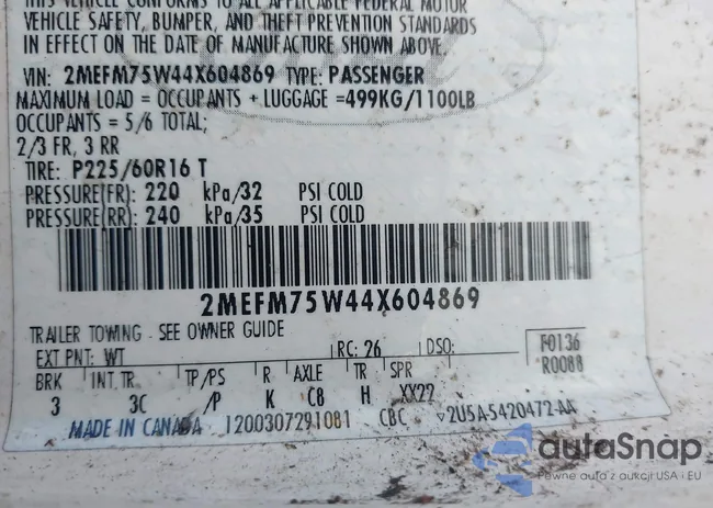 2MEFM75W44X604869: 43455785