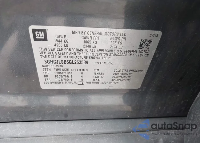 3GNCJLSB6GL263589: 43455844