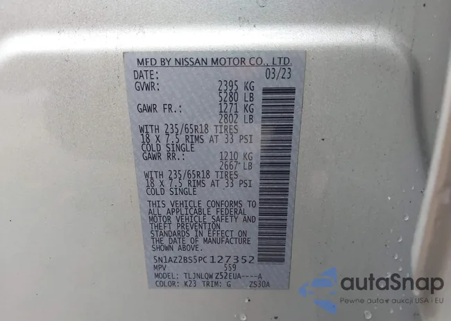 5N1AZ2BS5PC127352: 43455892