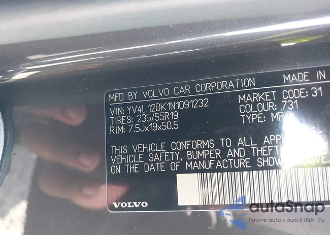 YV4L12DK1N1091232: 43455907