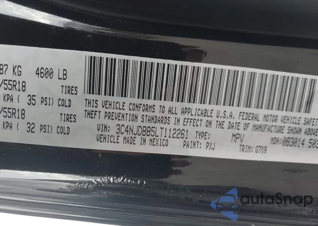 3C4NJDBB5LT112261: 43455974