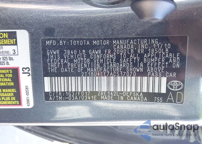 2T1BU4EE7AC517070: 43455977