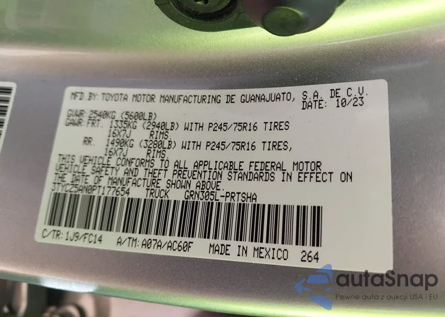 3TYCZ5AN0PT177654: 43456047