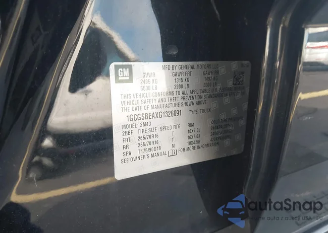 1GCGSBEAXG1326091: 43455185