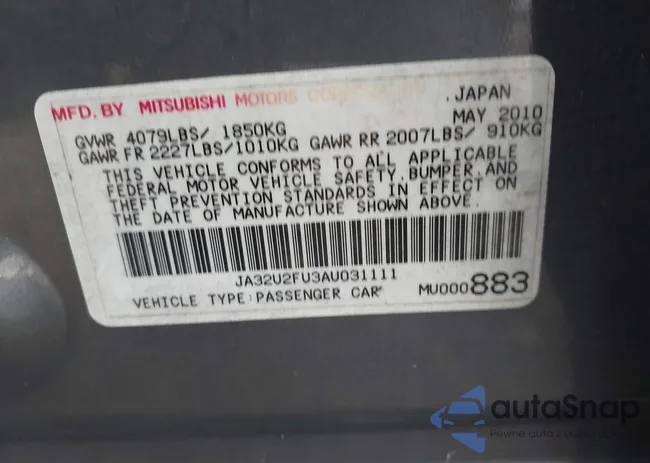 JA32U2FU3AU031111: 43455289