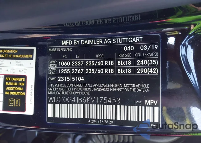 WDC0G4JB6KV175453: 43455353