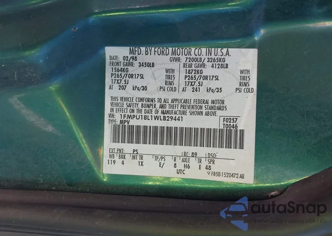 1FMPU18L1WLB29441: 43455367