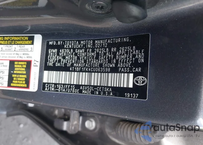 4T1BF1FK4CU063598: 43455389