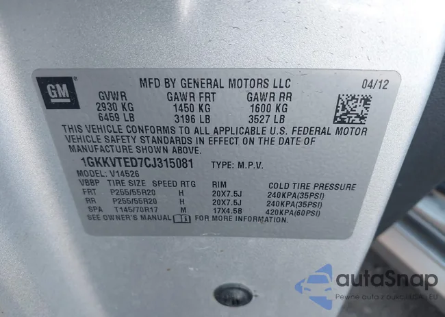 1GKKVTED7CJ315081: 43455444