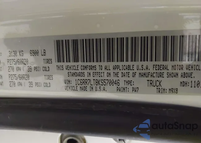 1C6RR7LT8KS570046: 43455532