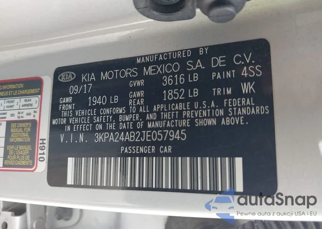 3KPA24AB2JE057945: 43456558