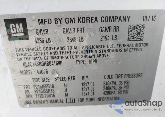 KL4CJASB0HB041690: 43456587