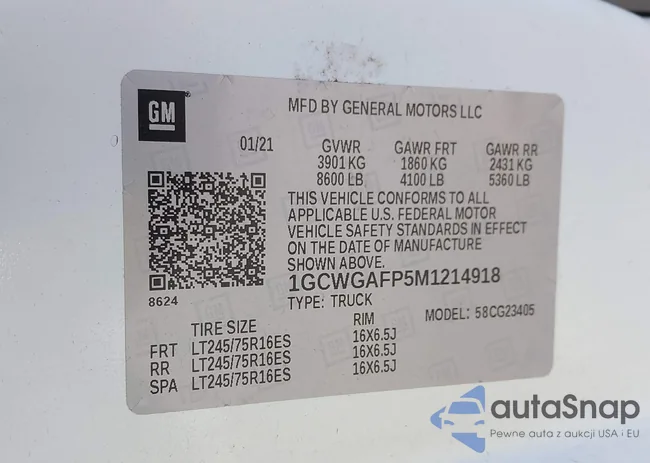 1GCWGAFP5M1214918: 43456666