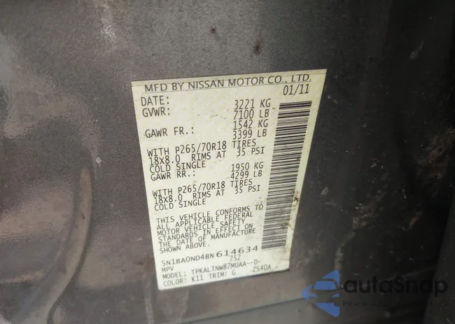 5N1BA0ND4BN614634: 43456689