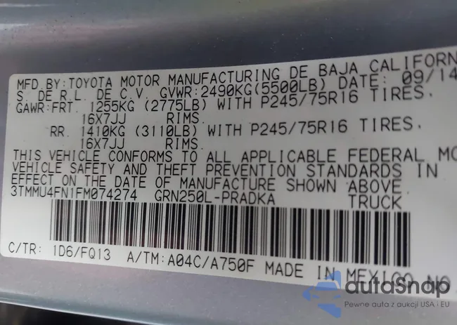 3TMMU4FN1FM074274: 43456706