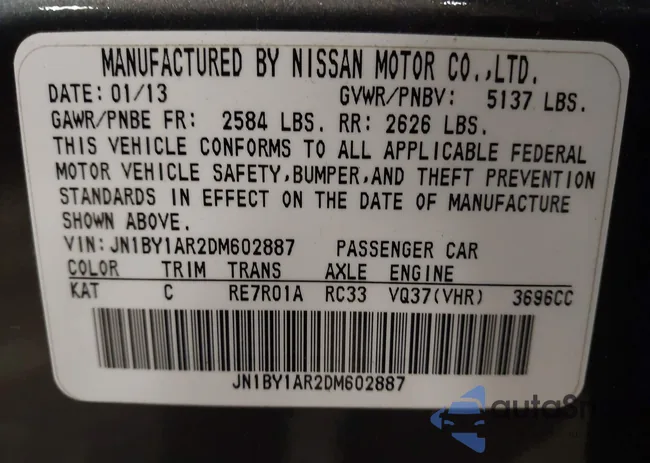 JN1BY1AR2DM602887: 43456765