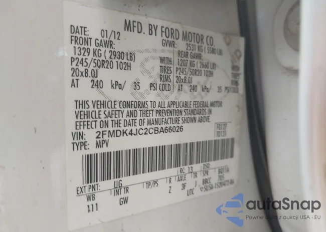 2FMDK4JC2CBA66026: 43456804