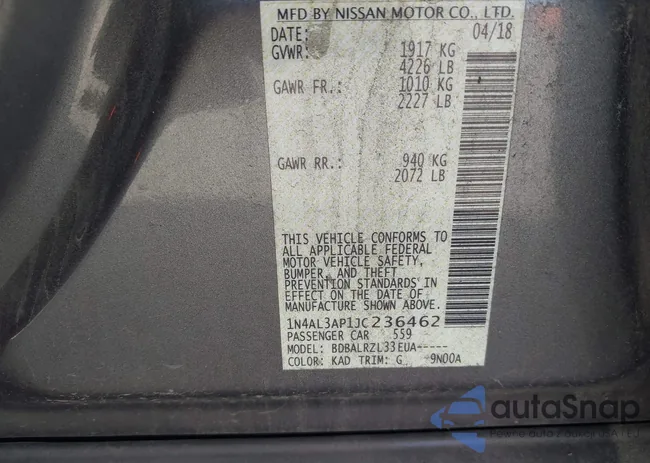 1N4AL3AP1JC236462: 43456816