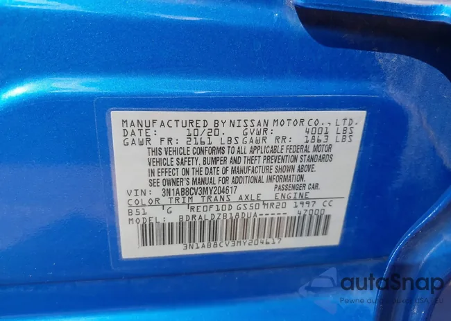 3N1AB8CV3MY204617: 43456884