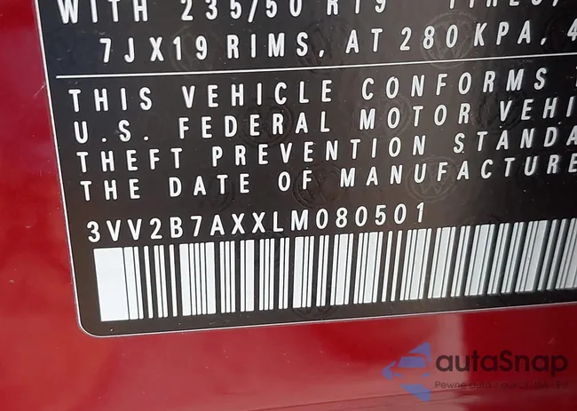 3VV2B7AXXLM080501: 43457063