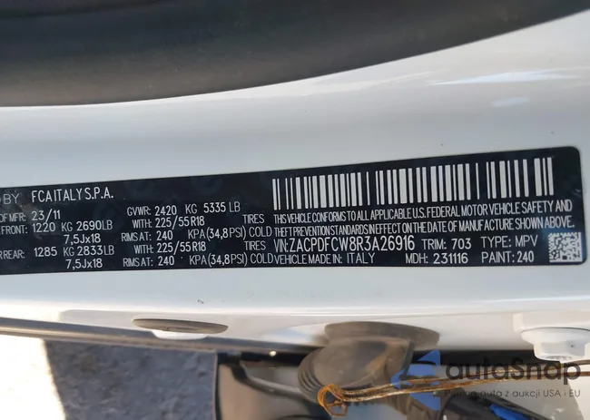 ZACPDFCW8R3A26916: 43457100