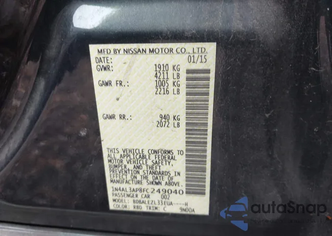 1N4AL3AP8FC249040: 43456121