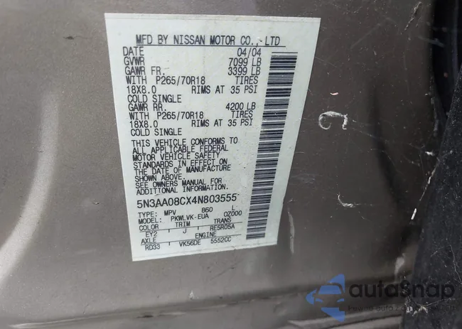 5N3AA08CX4N803555: 43456203