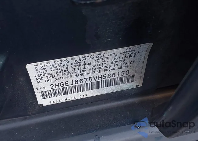 2HGEJ6675VH586130: 43456235