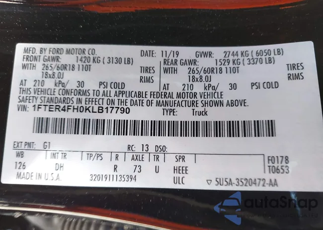 1FTER4FH0KLB17790: 43456261