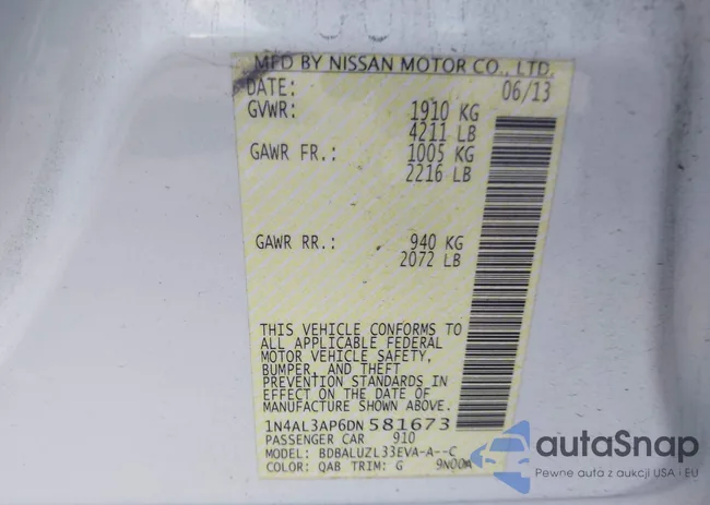 1N4AL3AP6DN581673: 43456307