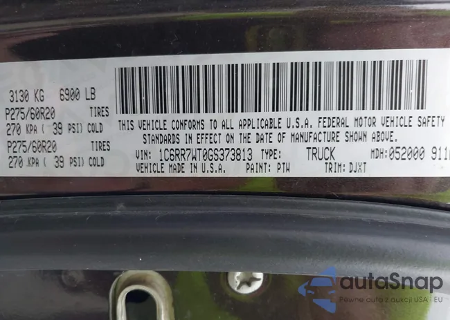 1C6RR7WT0GS373813: 43456313