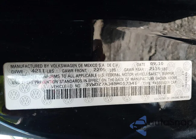 3VWDZ7AJ4BM017341: 43456315