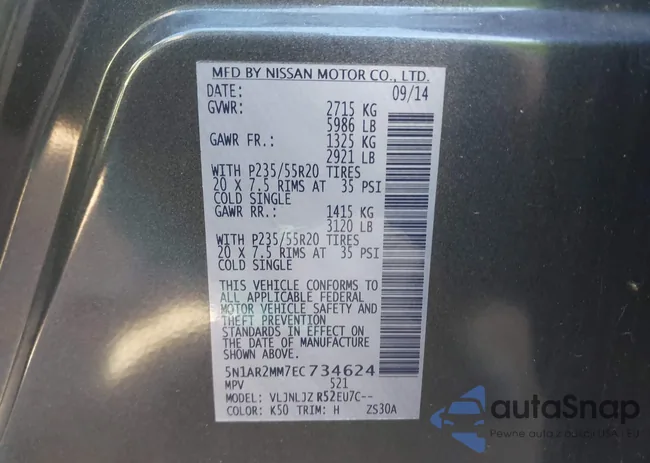 5N1AR2MM7EC734624: 43456322