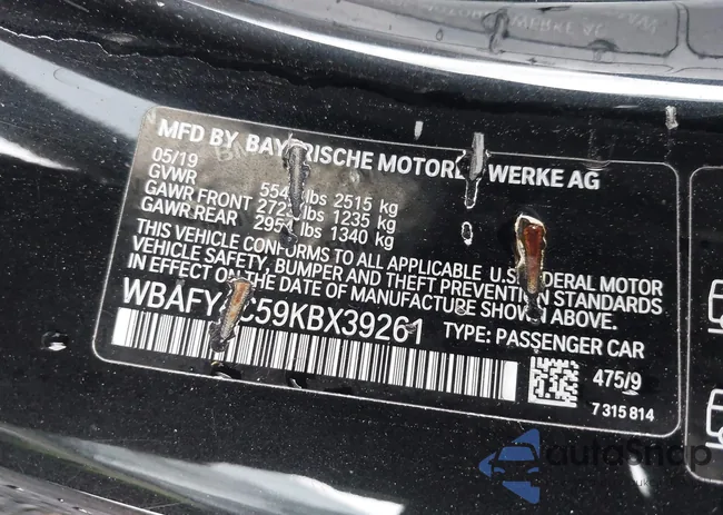 WBAFY4C59KBX39261: 43456323