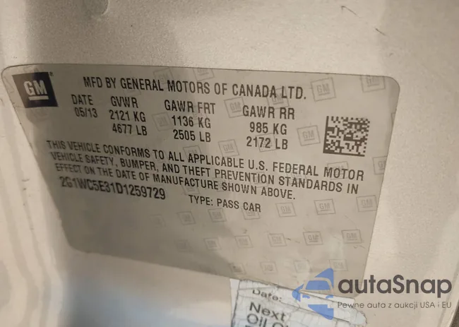 2G1WC5E31D1259729: 43456334