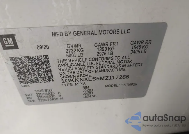 1GKKNXLS5MZ117286: 43456393