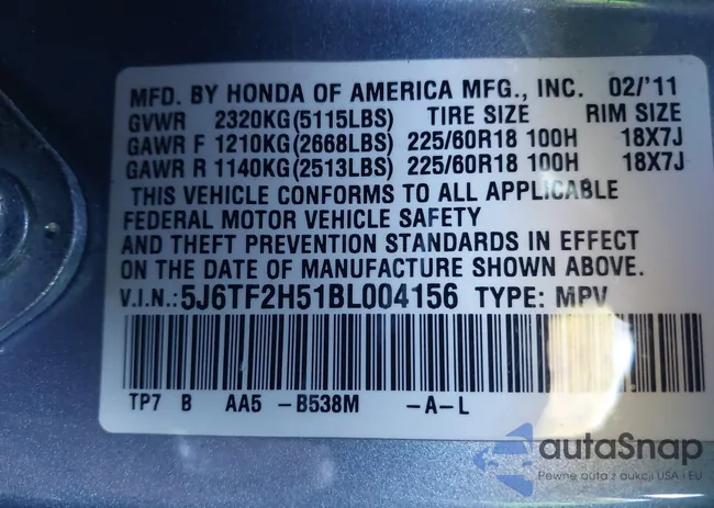 5J6TF2H51BL004156: 43456428