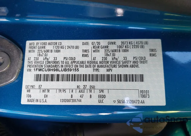 1FMCU9H98LUB59155: 43456431