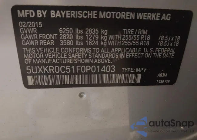 5UXKR0C51F0P01403: 43456443