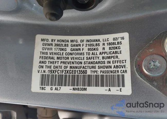 19XFC1F3XGE013560: 43457520