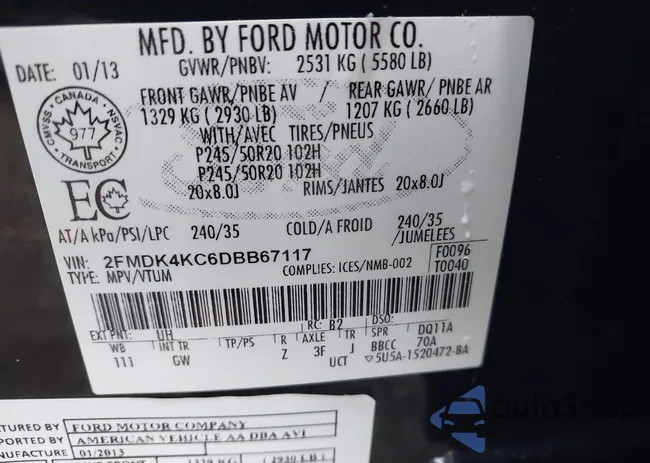 2FMDK4KC6DBB67117: 43457521