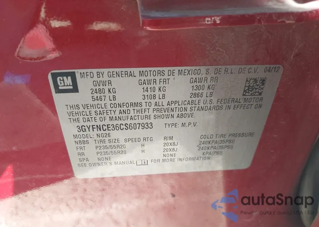 3GYFNCE36CS607933: 43457536