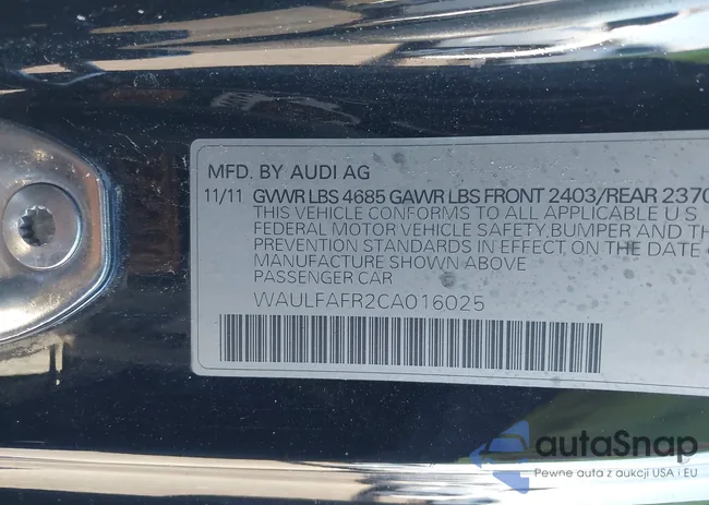 WAULFAFR2CA016025: 43457544