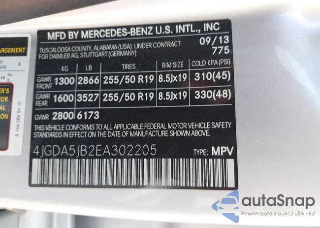 4JGDA5JB2EA302205: 43457546