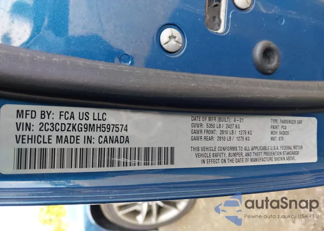 2C3CDZKG9MH597574: 43457679